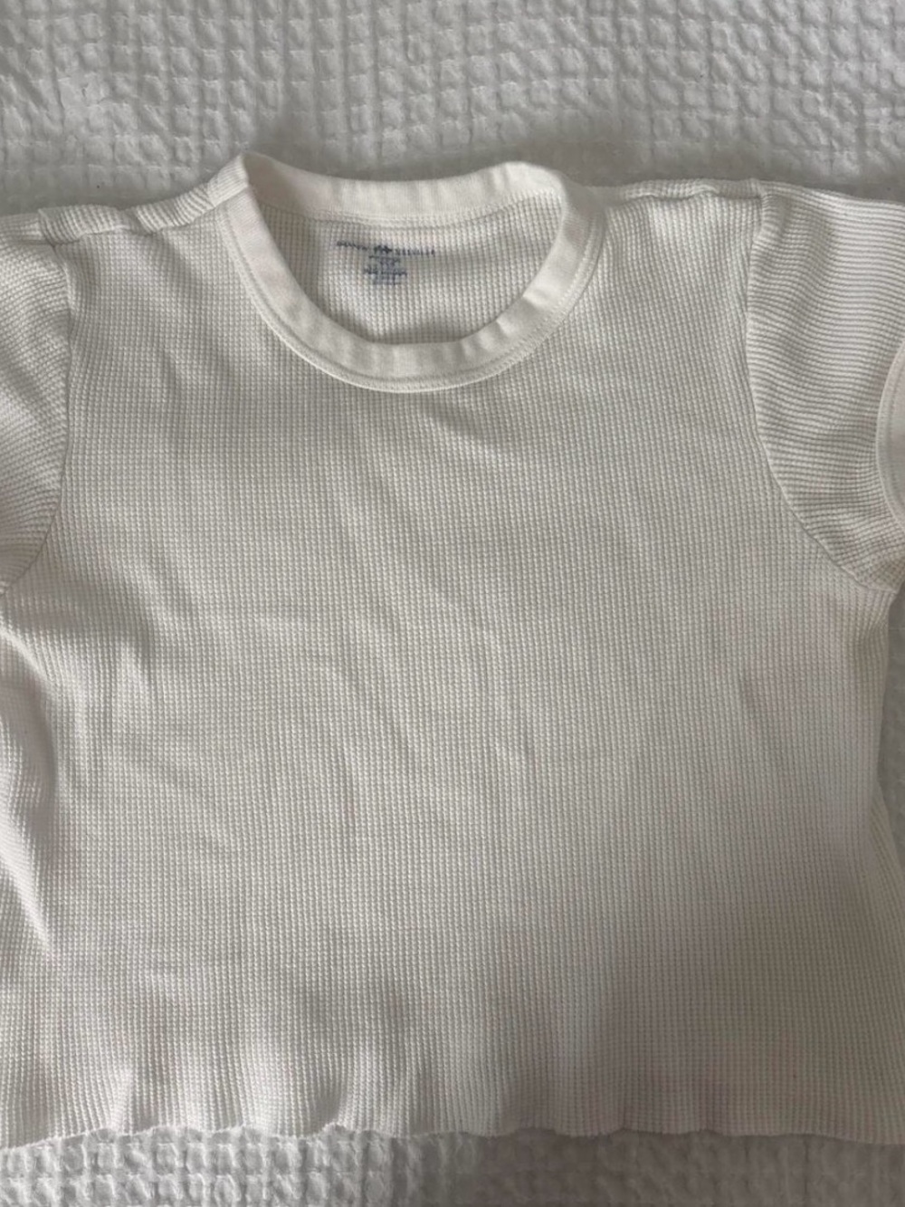 Brandy Melville White Waffle Crop Tee